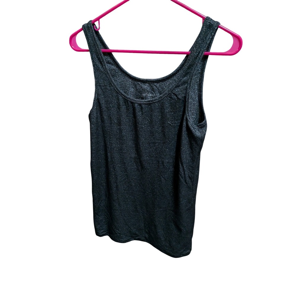 Merona Womens Charcoal Grey Metallic Shimmer Scoop Neck Tank Top Size XL
